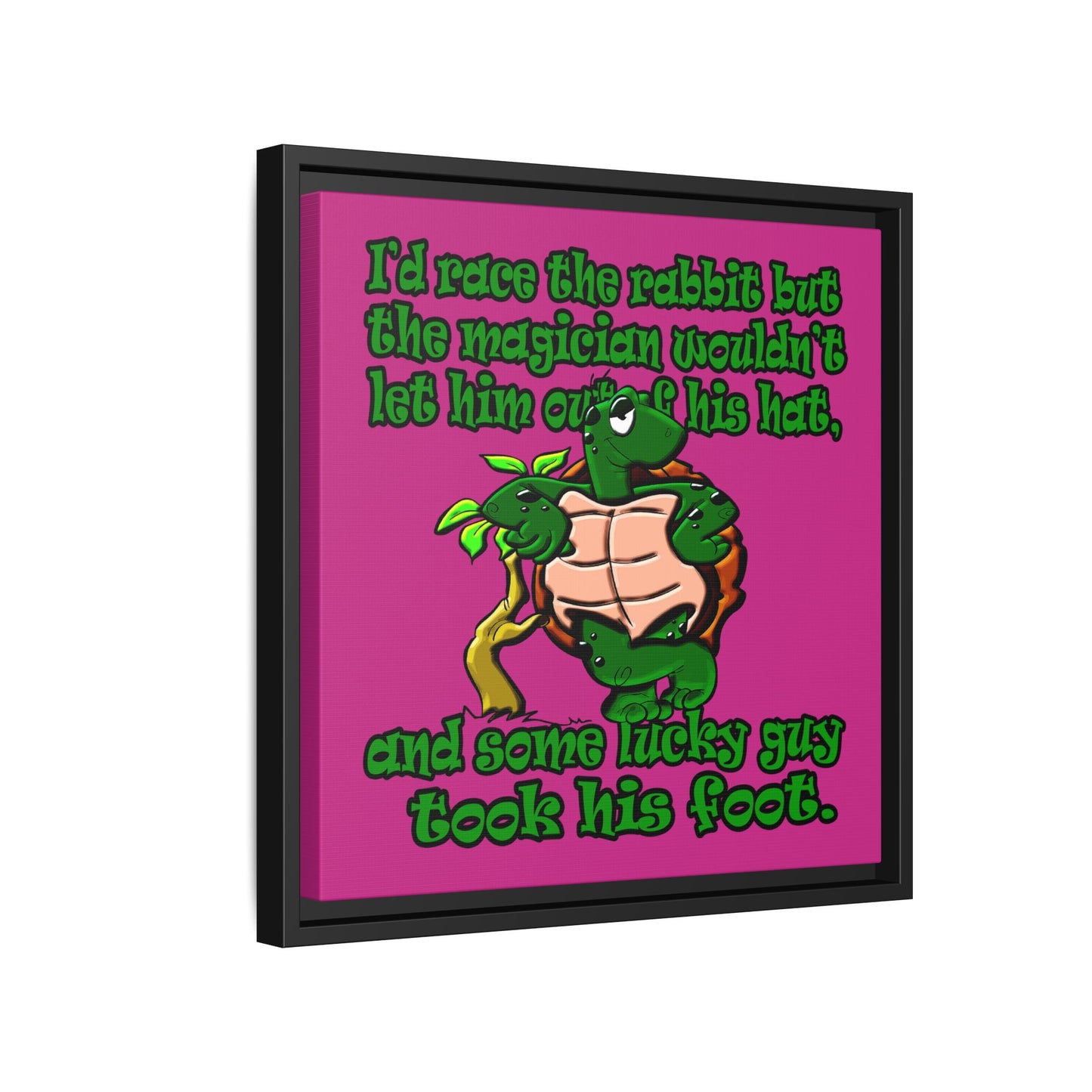 turtle race - framed canvas art (pink)