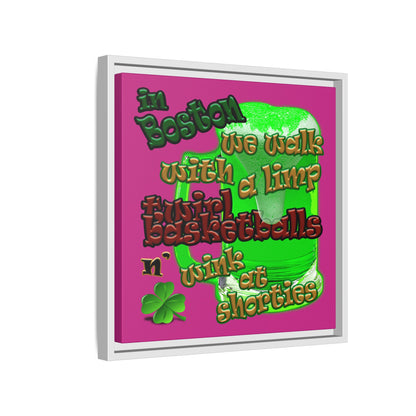 celtics logo - framed canvas art (pink)