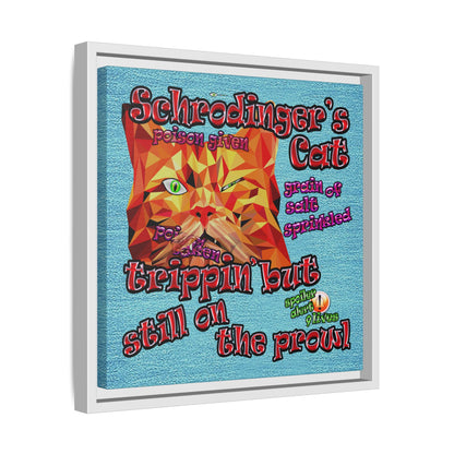 schrodinger's cat - framed canvas art (faded blue)