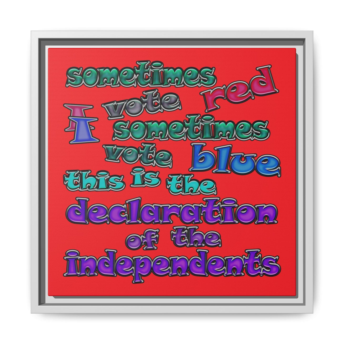 declaration of the independents - framed canvas art (red)