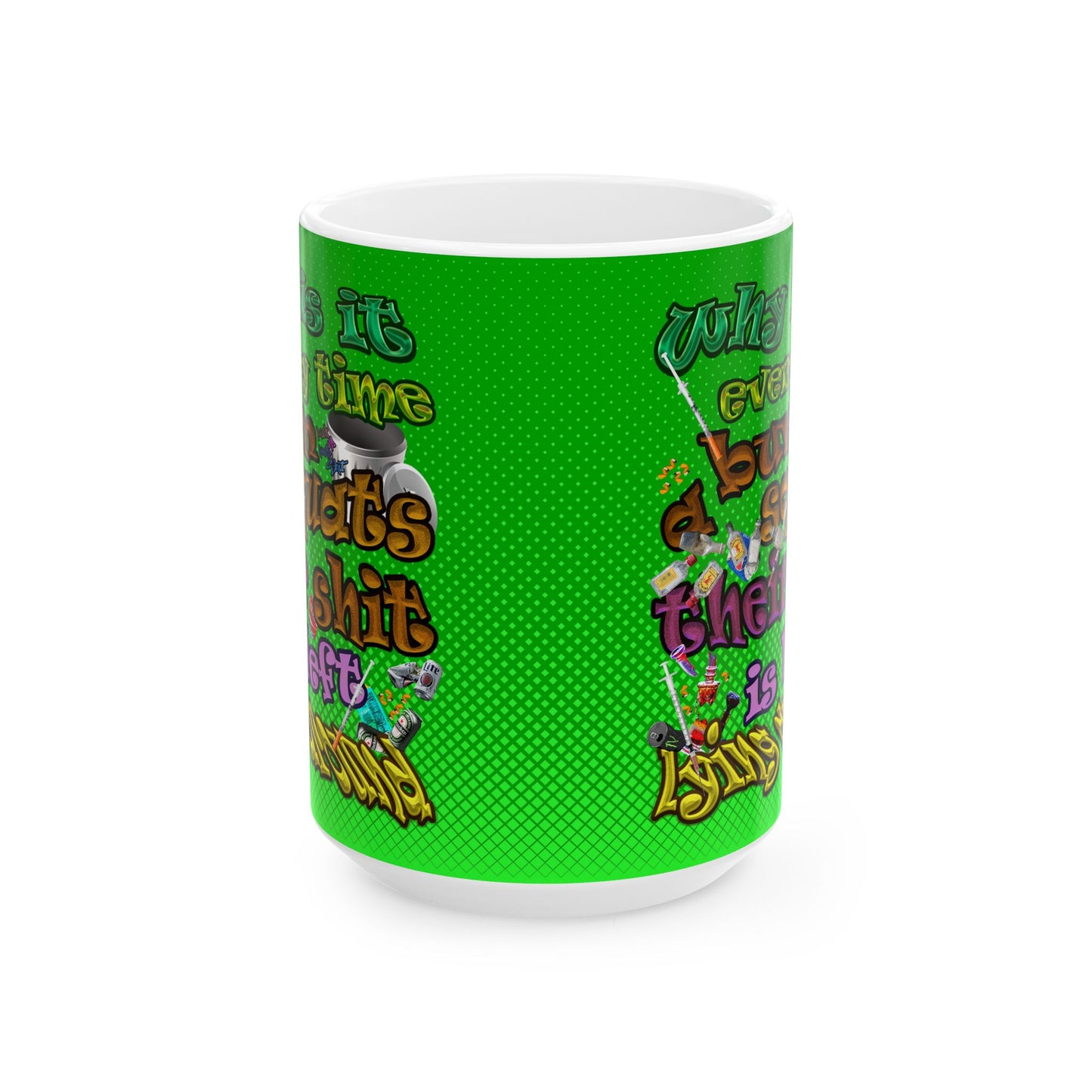 the bum's shit - White Mug (logo green)