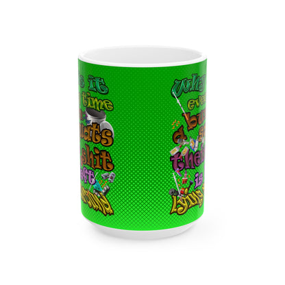 the bum's shit - White Mug (logo green)