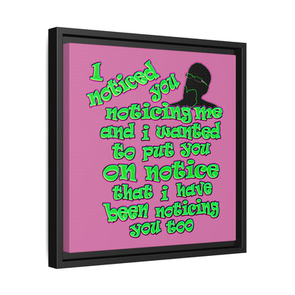 noticed you noticing - framed canvas art (light pink)