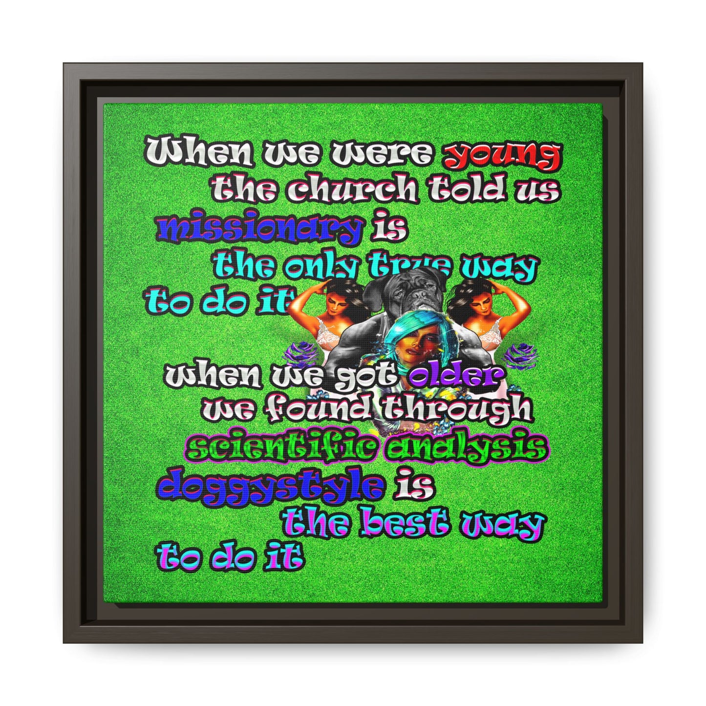 doggystyle - framed canvas art (green turf)