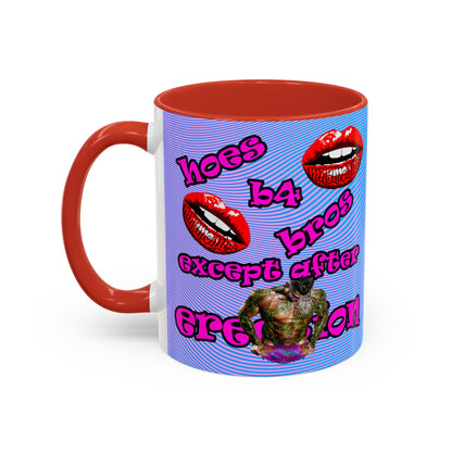 hoes b4 bros - Accent Mug (light blue-purple wave)
