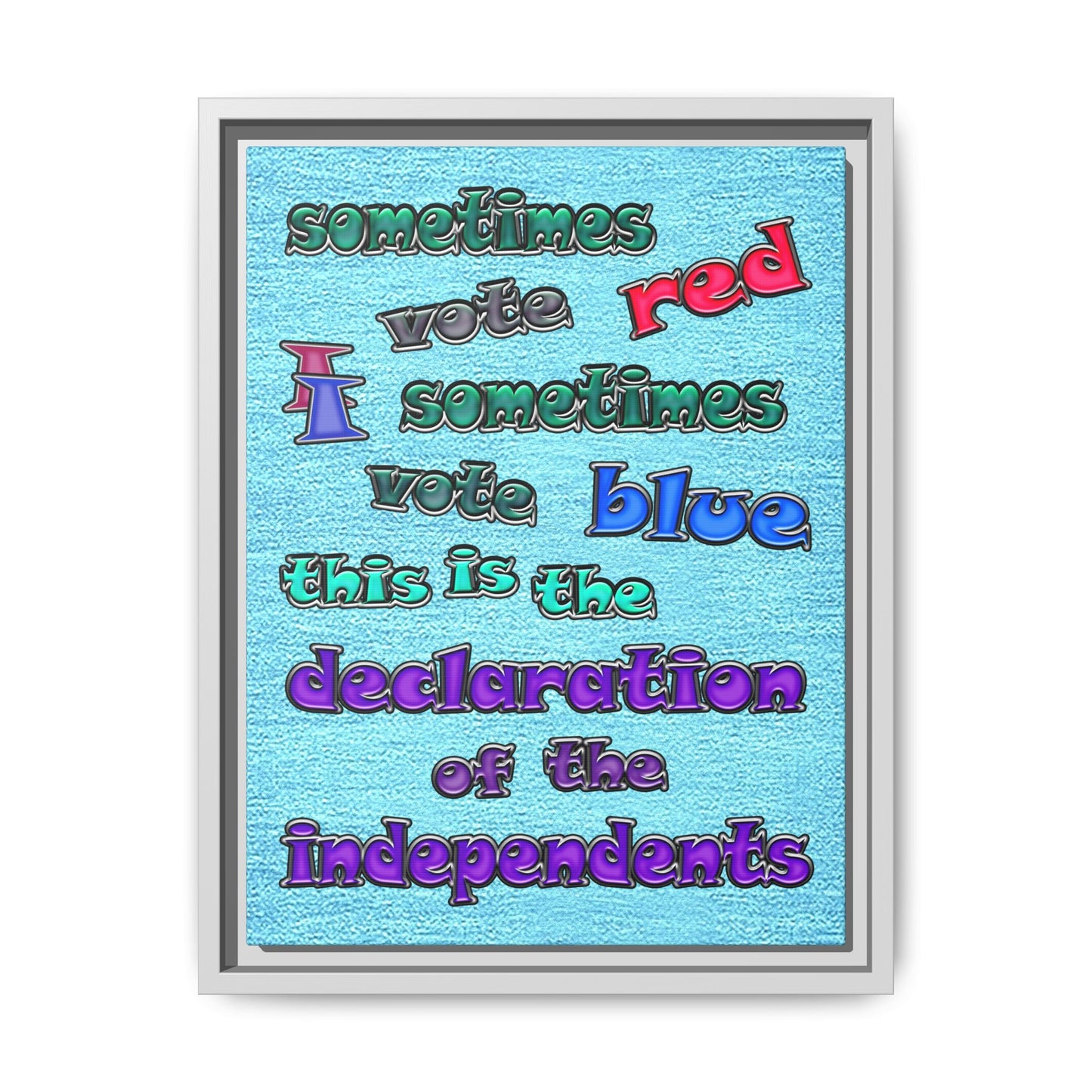 declaration of the independents - framed canvas art (faded blue)