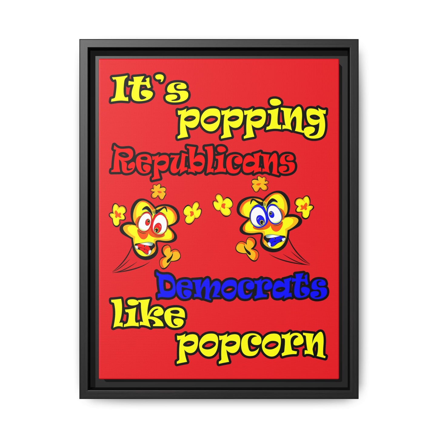 popping like popcorn - framed canvas art (red)