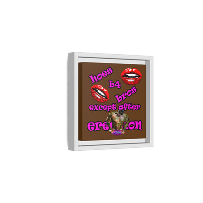 hoes b4 bros - framed canvas art (brown)