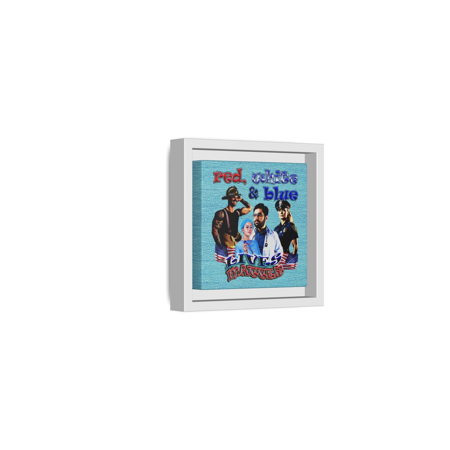rw&b lives matter - framed canvas art (faded blue)