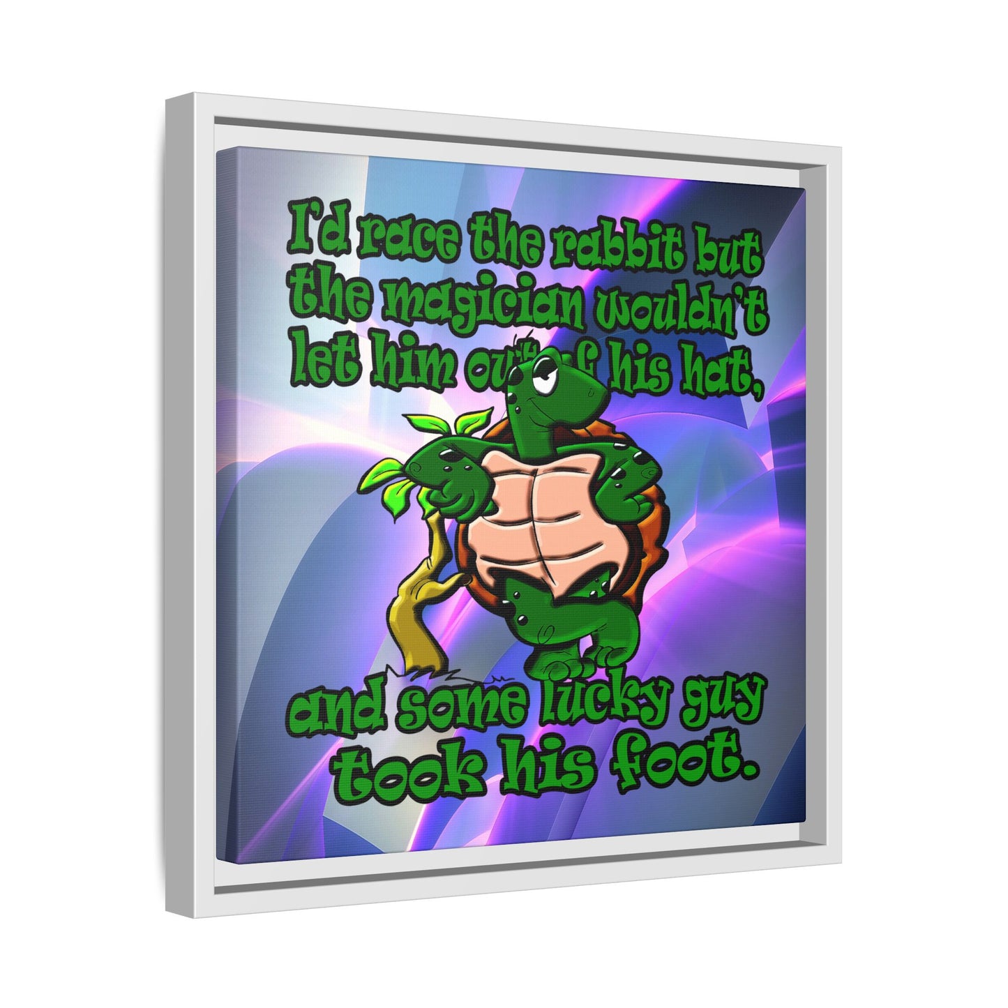 turtle race - framed canvas art (grey-pink wave)