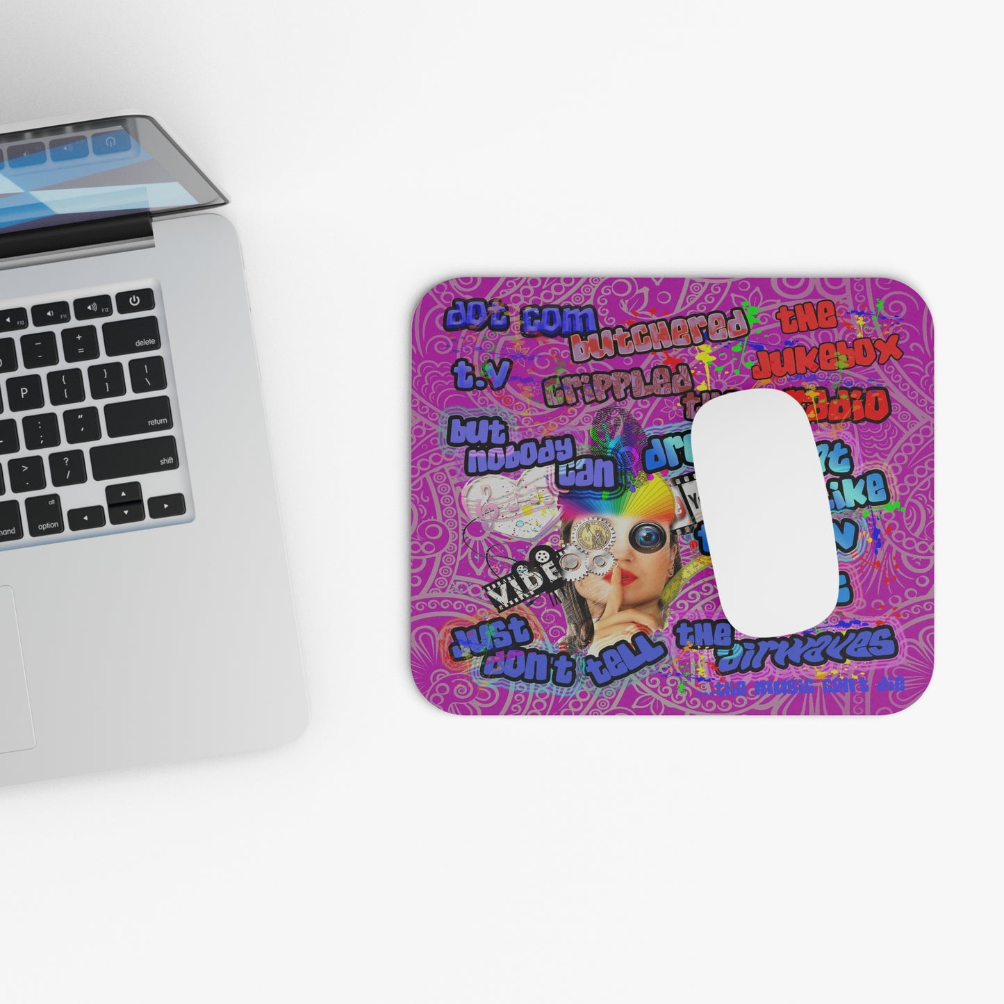 drop the beat - Mouse Pad (Rectangle) (pink swirl)