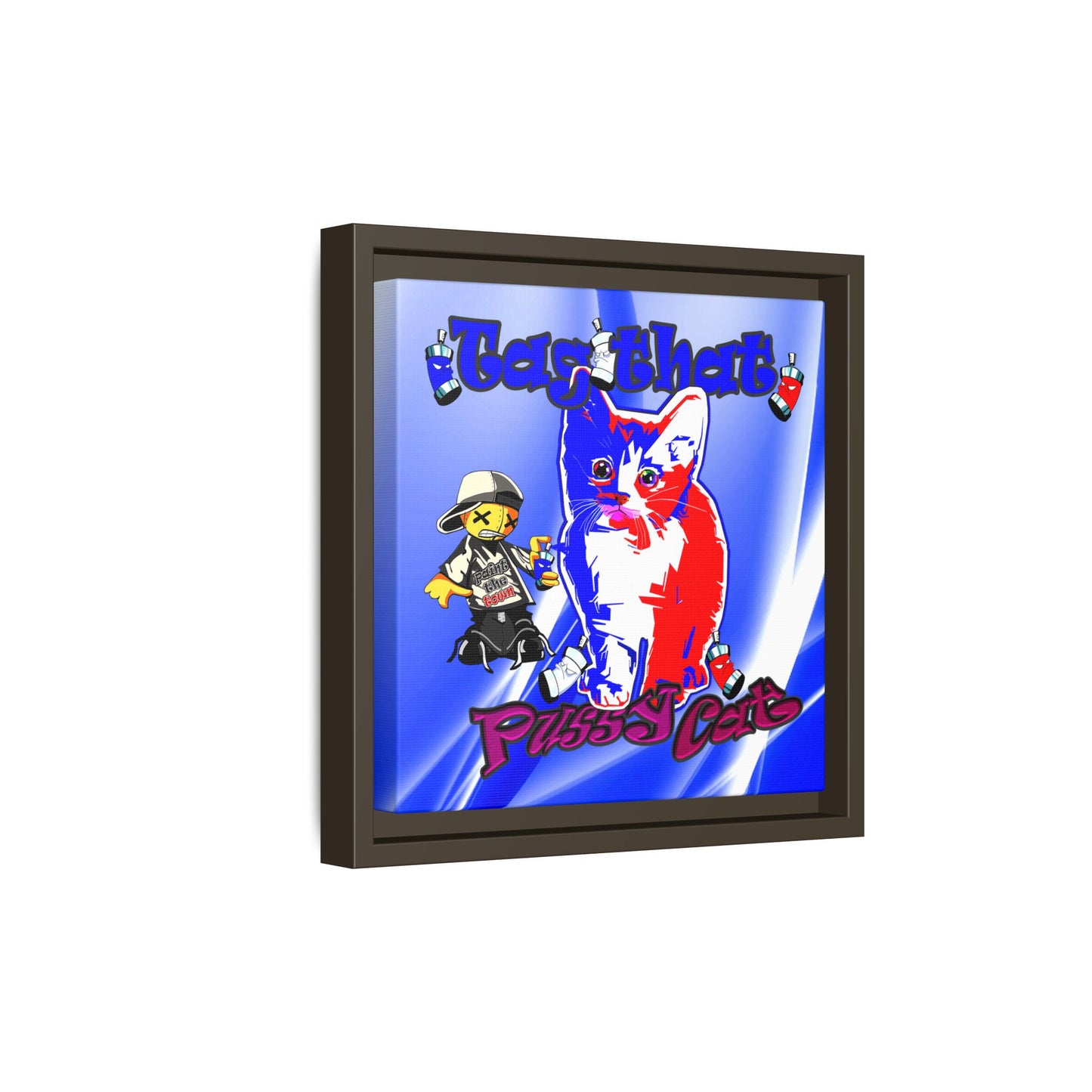 tag that - framed canvas art (blue-white wave)