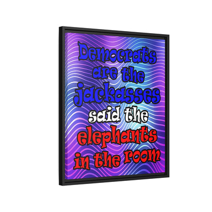 donkeys and elephants - framed canvas art (purple wave)