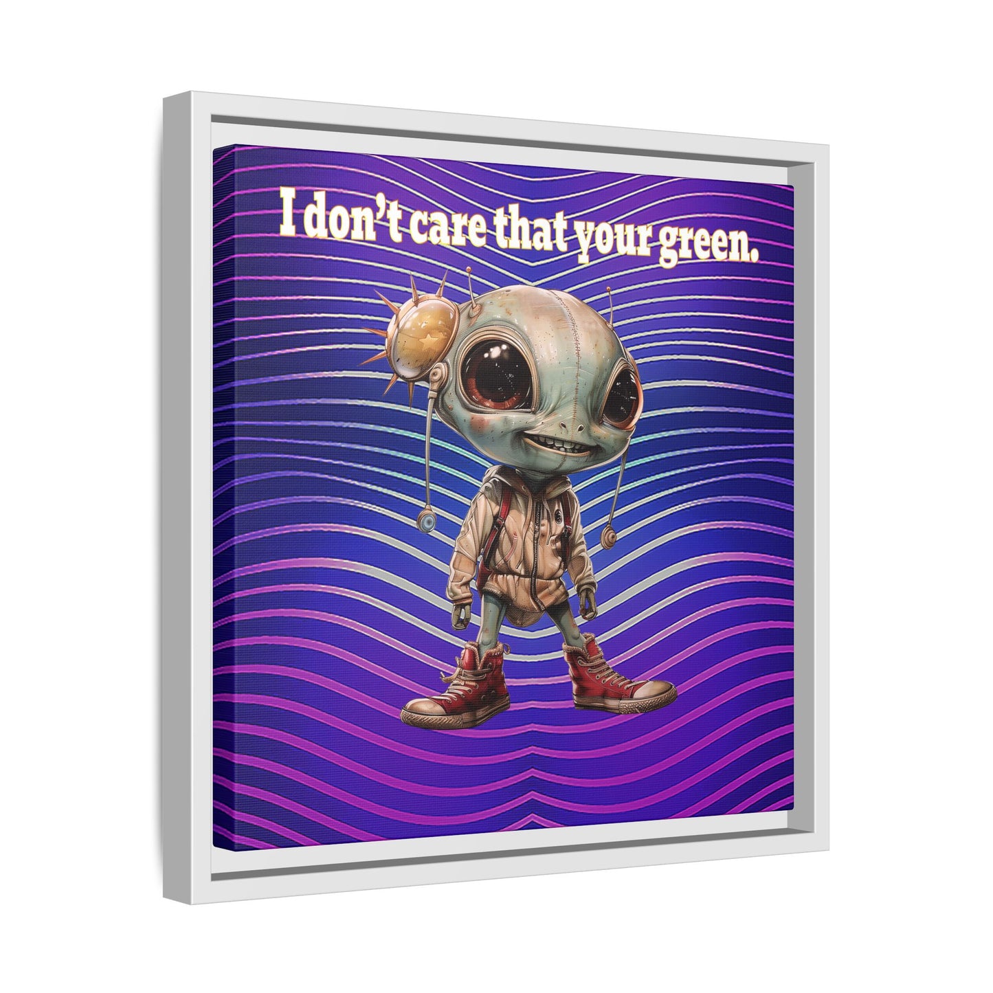 I don't care that your green - framed canvas art (purple wave)