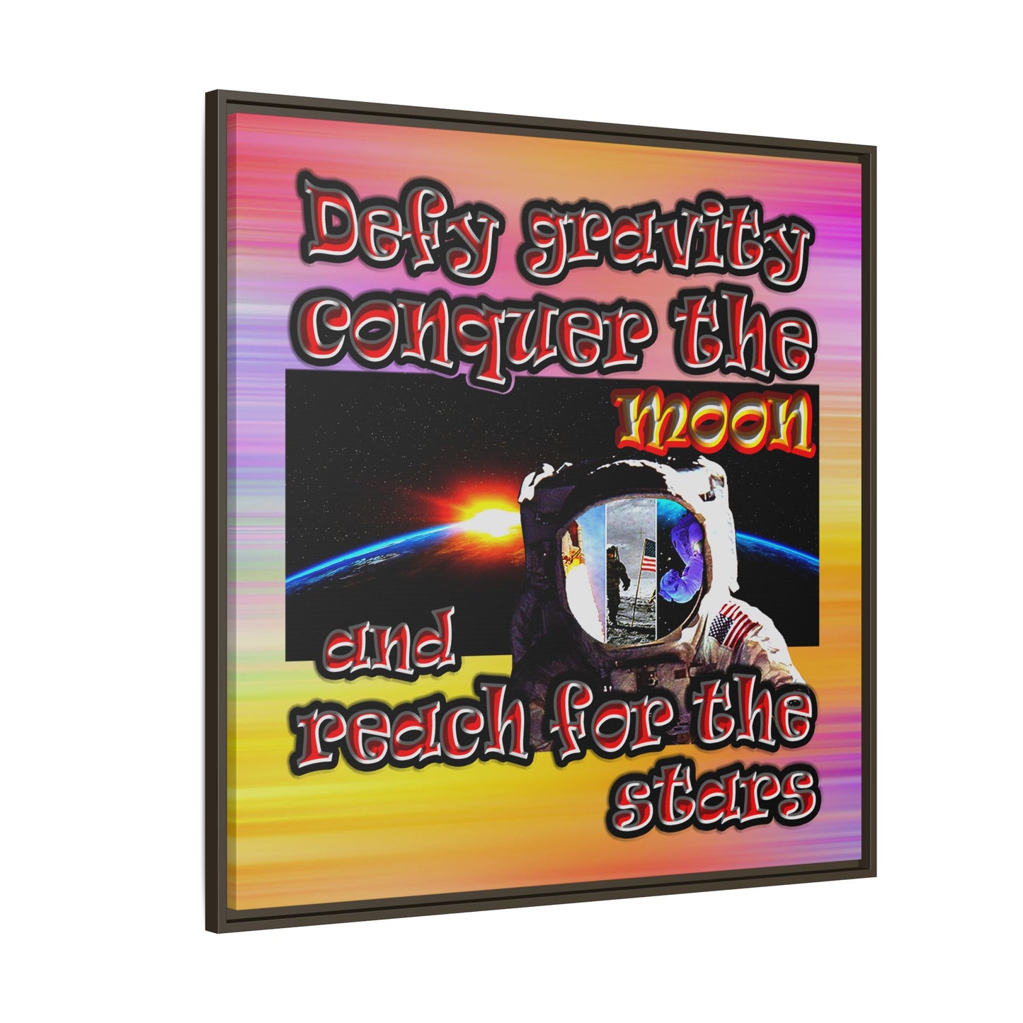 defy conquer reach - framed canvas art (color blur)