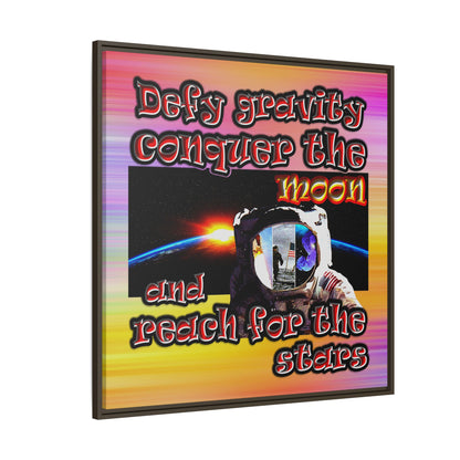 defy conquer reach - framed canvas art (color blur)