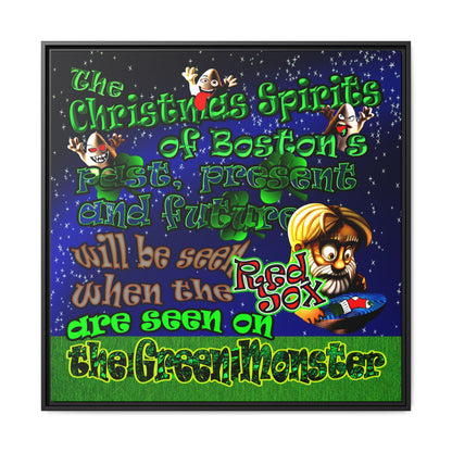 christmas spirits of boston - framed canvas art ('snoops' background)