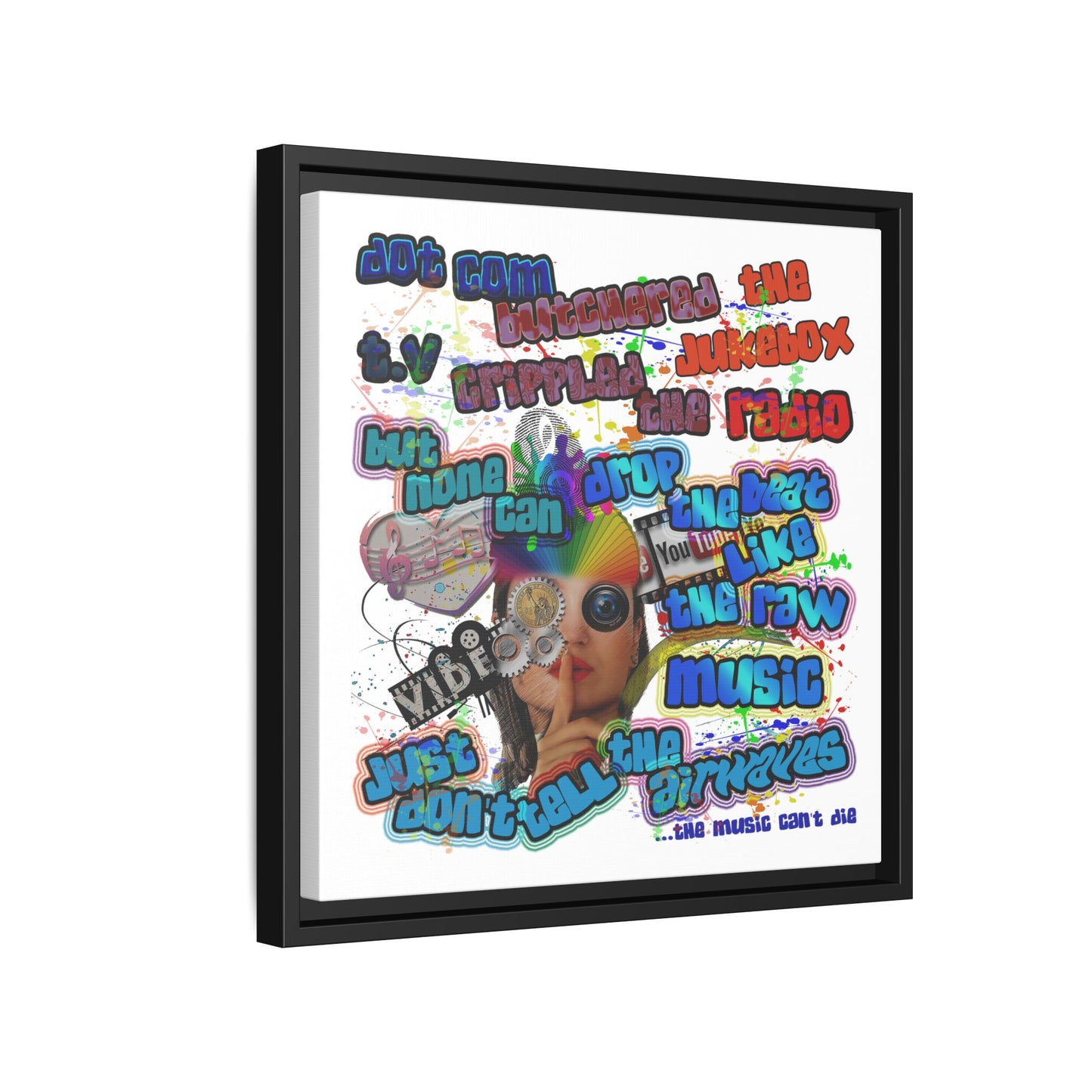 drop the beat - framed canvas art (white)