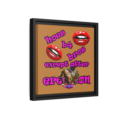 hoes b4 bros - framed canvas art (light brown)