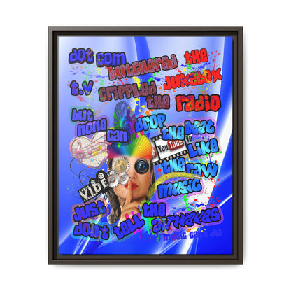 drop the beat - framed canvas art (blue-white wave)