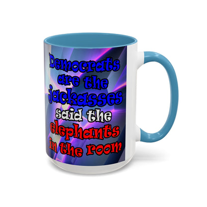 donkeys and elephants - Accent Mug (grey-pink wave)