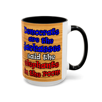 donkeys and elephants - Accent Mug (butterscotch wood finish)