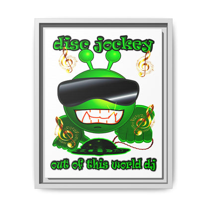 disc jockey - framed canvas art (white)
