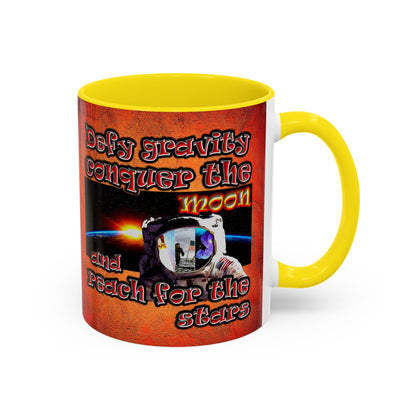 defy conquer reach - Accent Mug (burnt orange)
