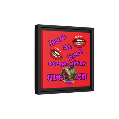 hoes b4 bros - framed canvas art (red)