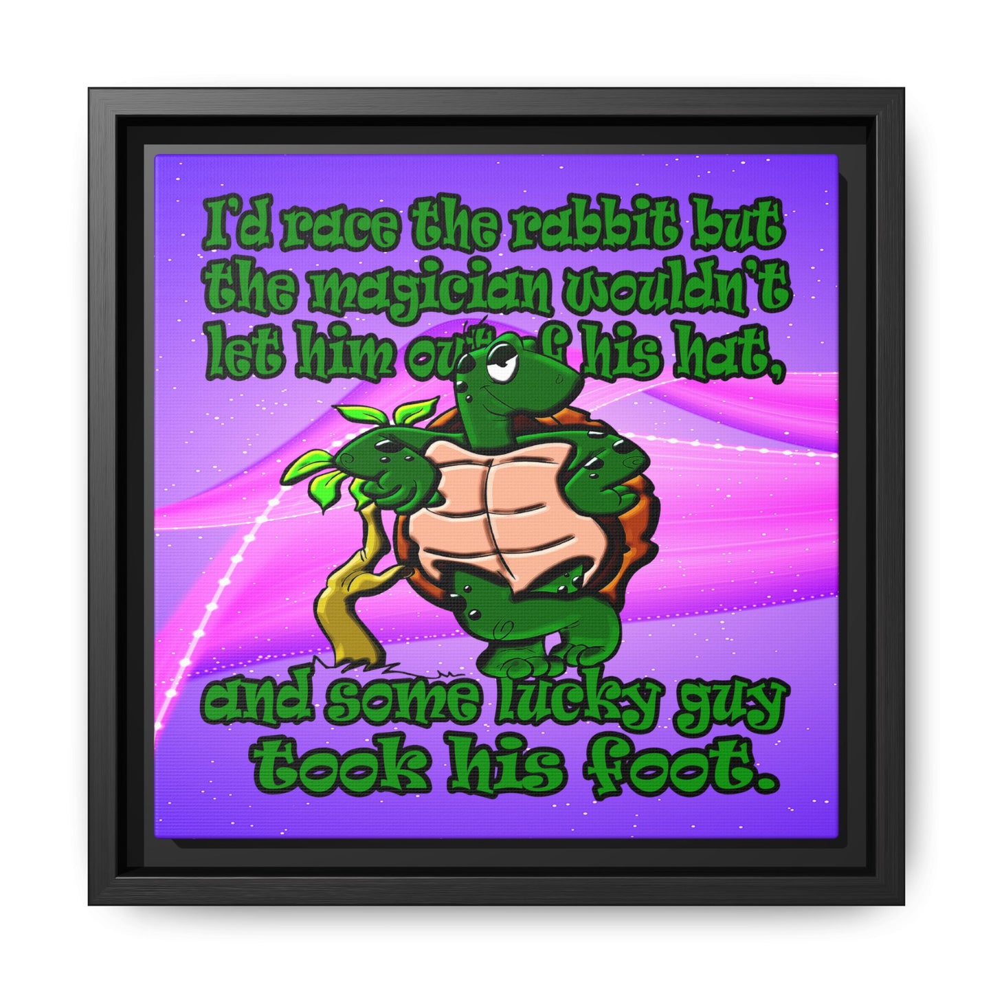 turtle race - framed canvas art (purple-pink wave)