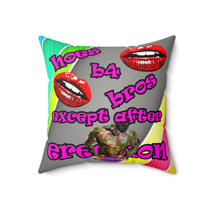 hoes b4 bros - Faux Suede Square Pillow - (rainbow split)