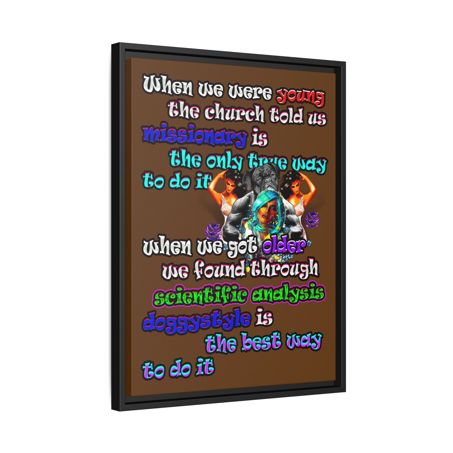 doggystyle - framed canvas art (brown)