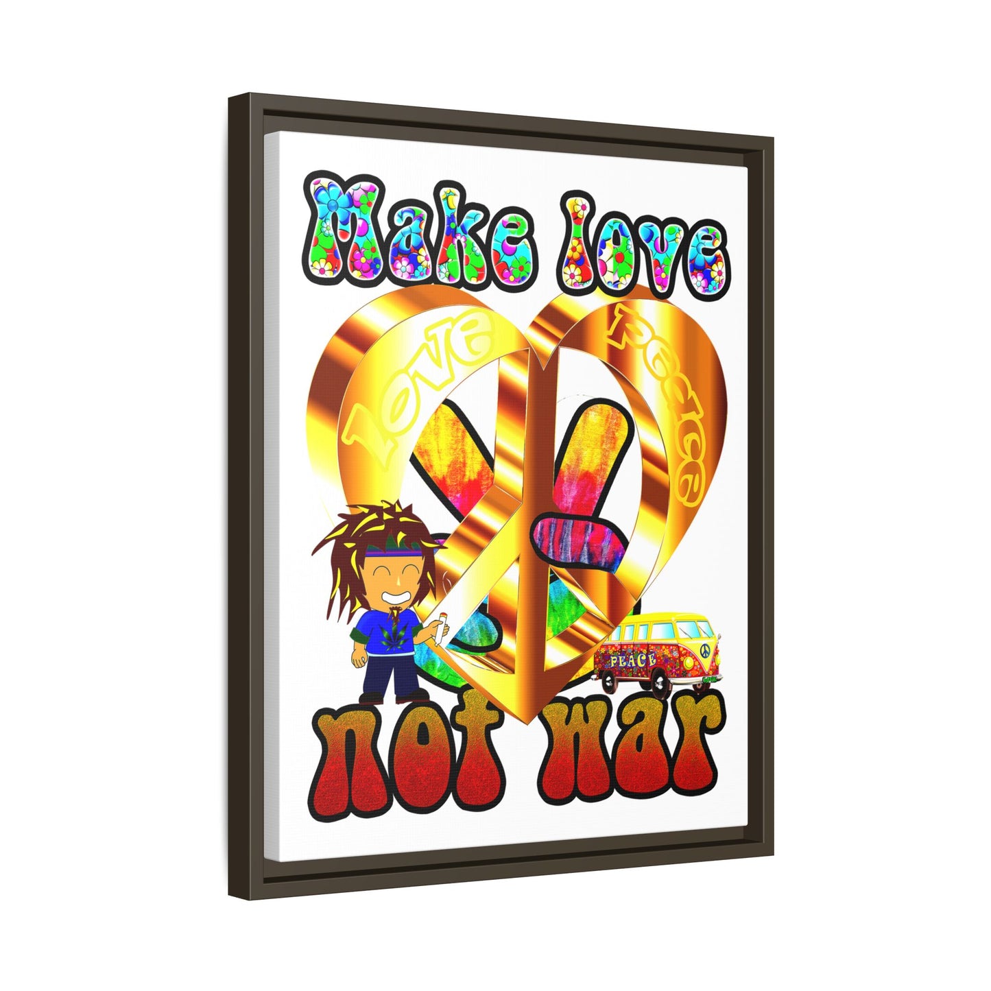 love peace - framed canvas art (white)