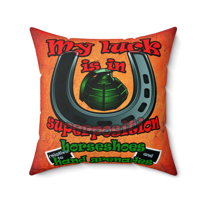 my luck - Spun Polyester Square Pillow - (burnt orange)