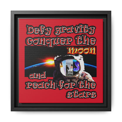 defy conquer reach - framed canvas art (dark red)