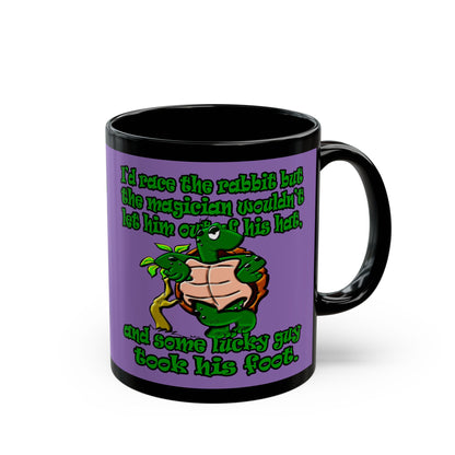 turtle race - Black Mug (light purple)