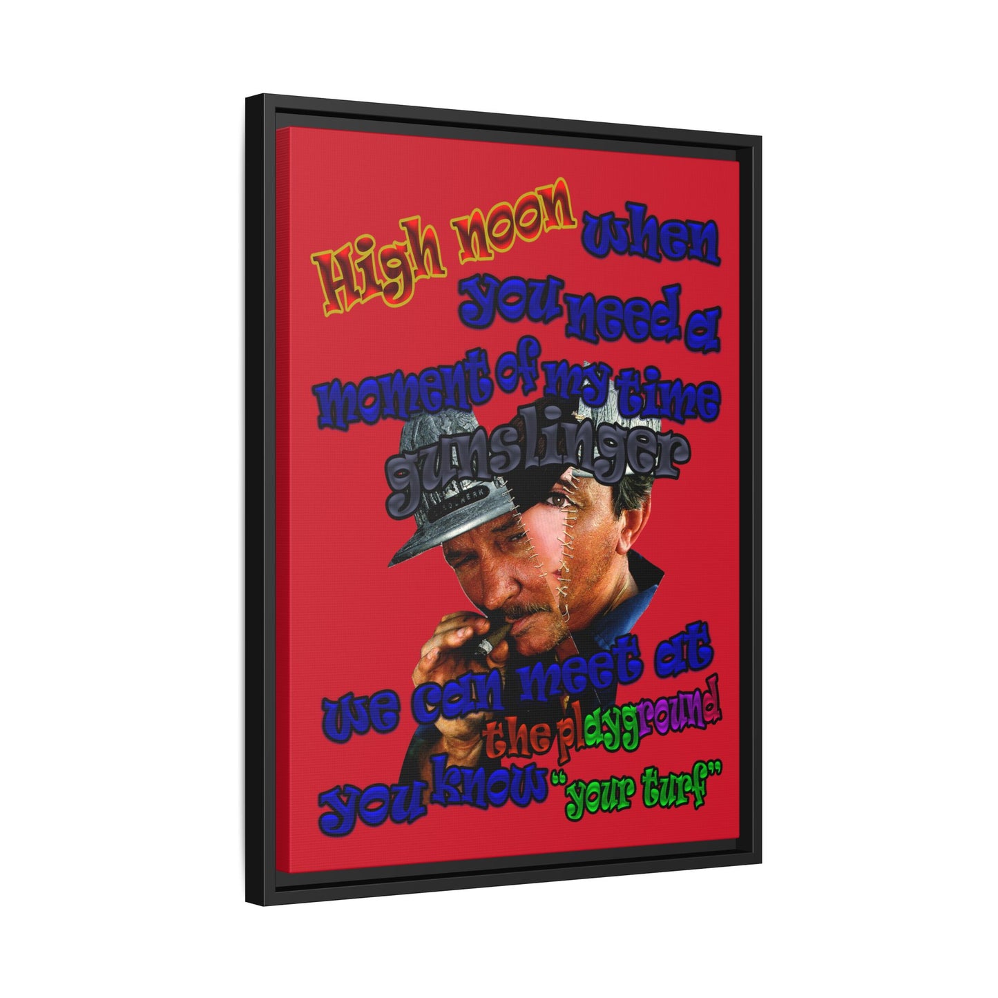 high noon - framed canvas art (dark red)