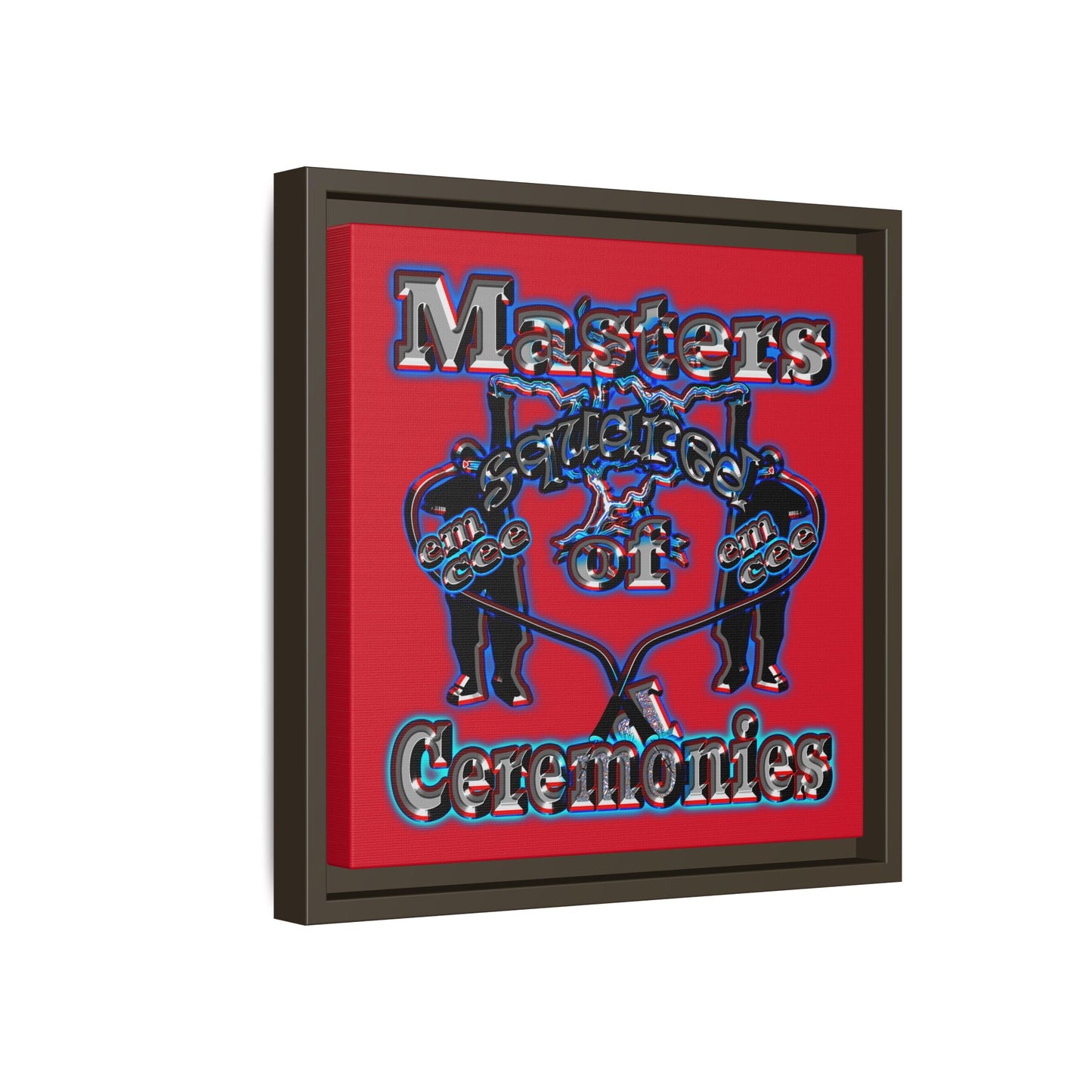 em cee squared - framed canvas art (dark red)