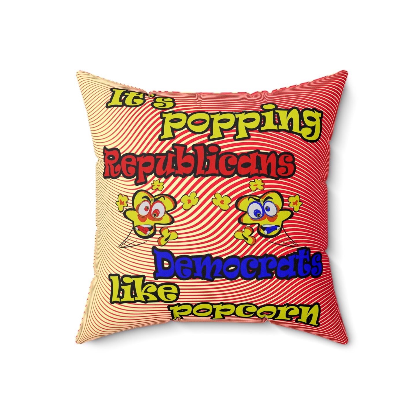 popping like popcorn - Spun Polyester Square Pillow - (yellow-orange wave)