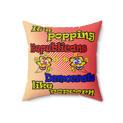 popping like popcorn - Spun Polyester Square Pillow - (yellow-orange wave)
