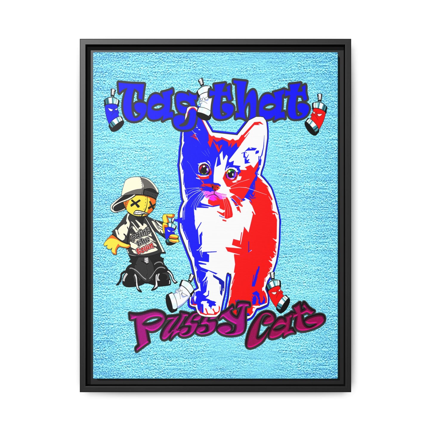 tag that - framed canvas art (faded blue)