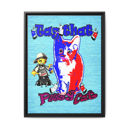 tag that - framed canvas art (faded blue)
