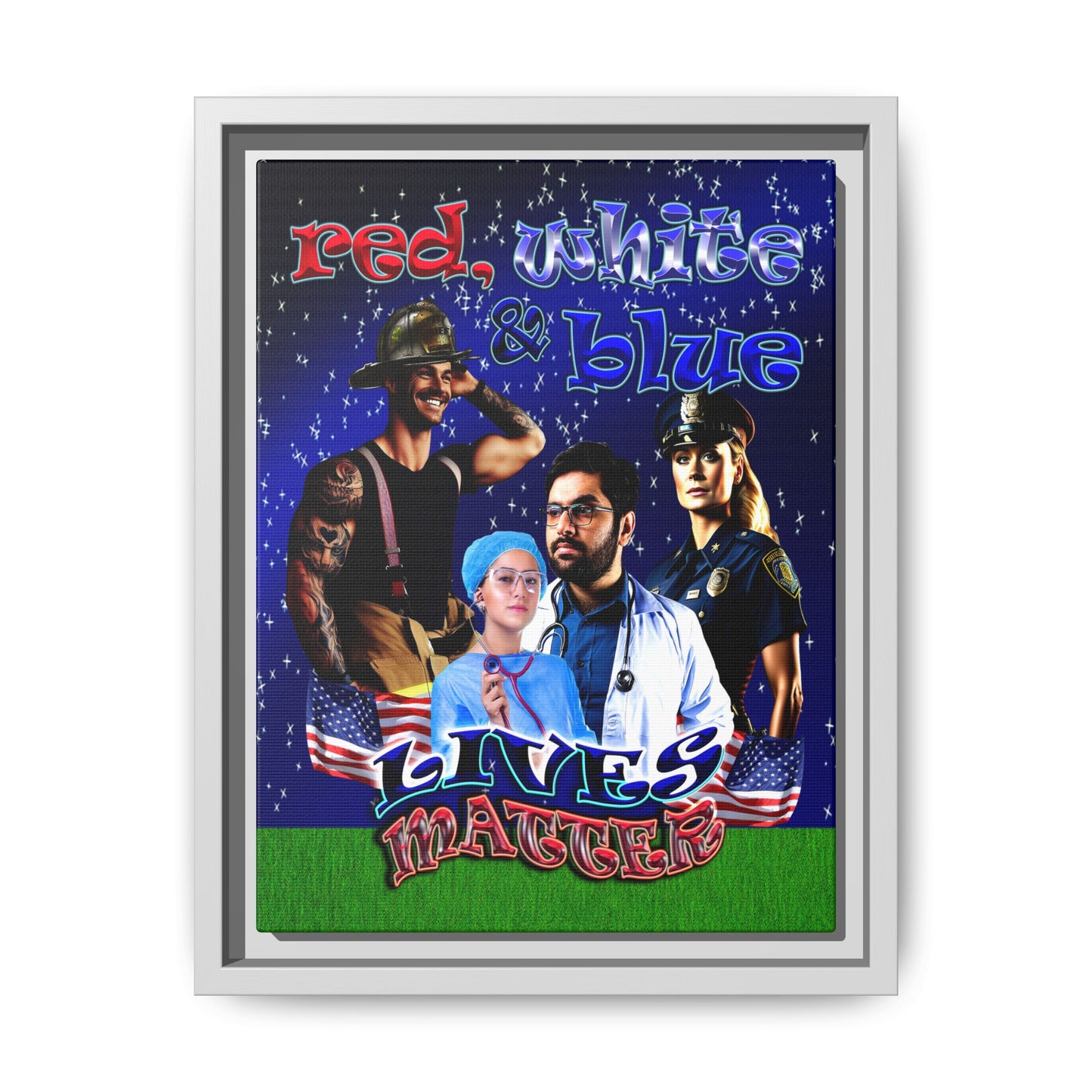 rw&b lives matter - framed canvas art ('snoops' background)