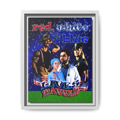 rw&b lives matter - framed canvas art ('snoops' background)