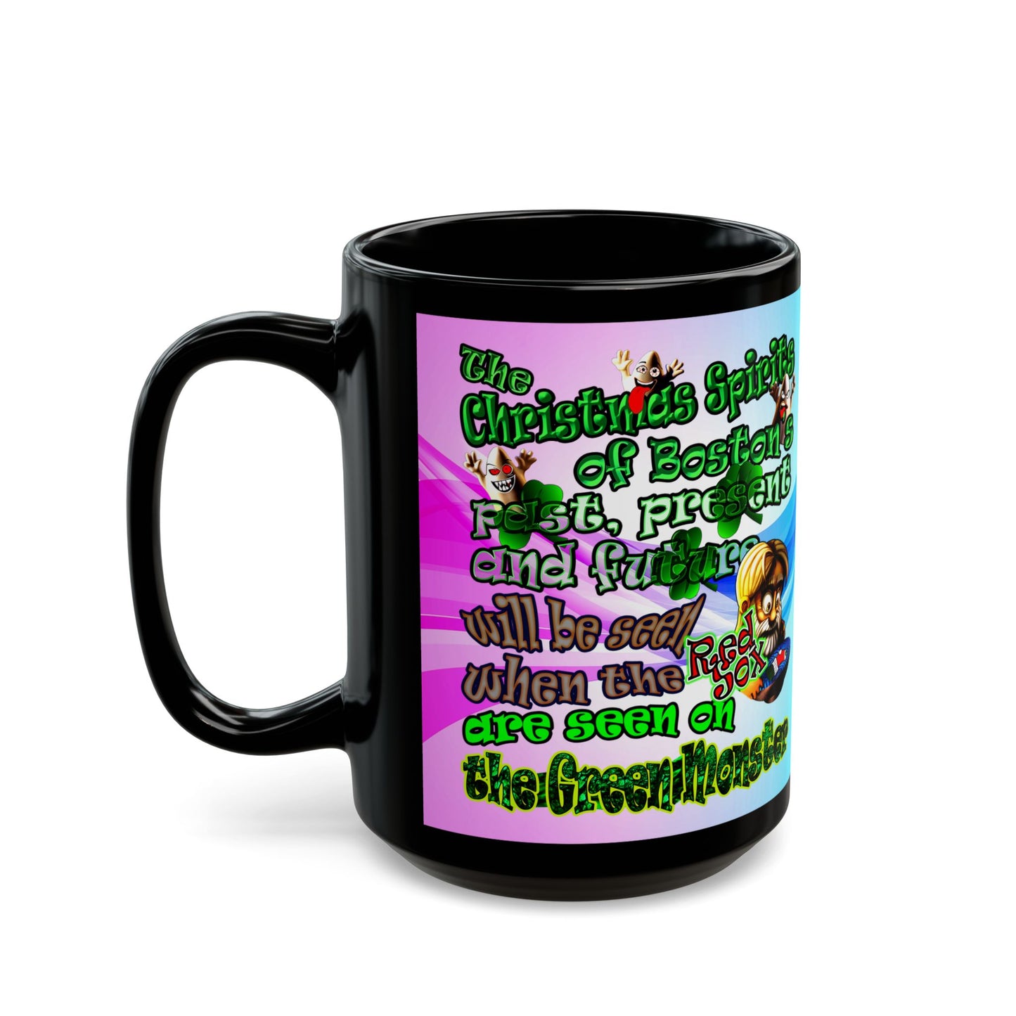 christmas spirits of boston - Black Mug (light blue-pink wave)