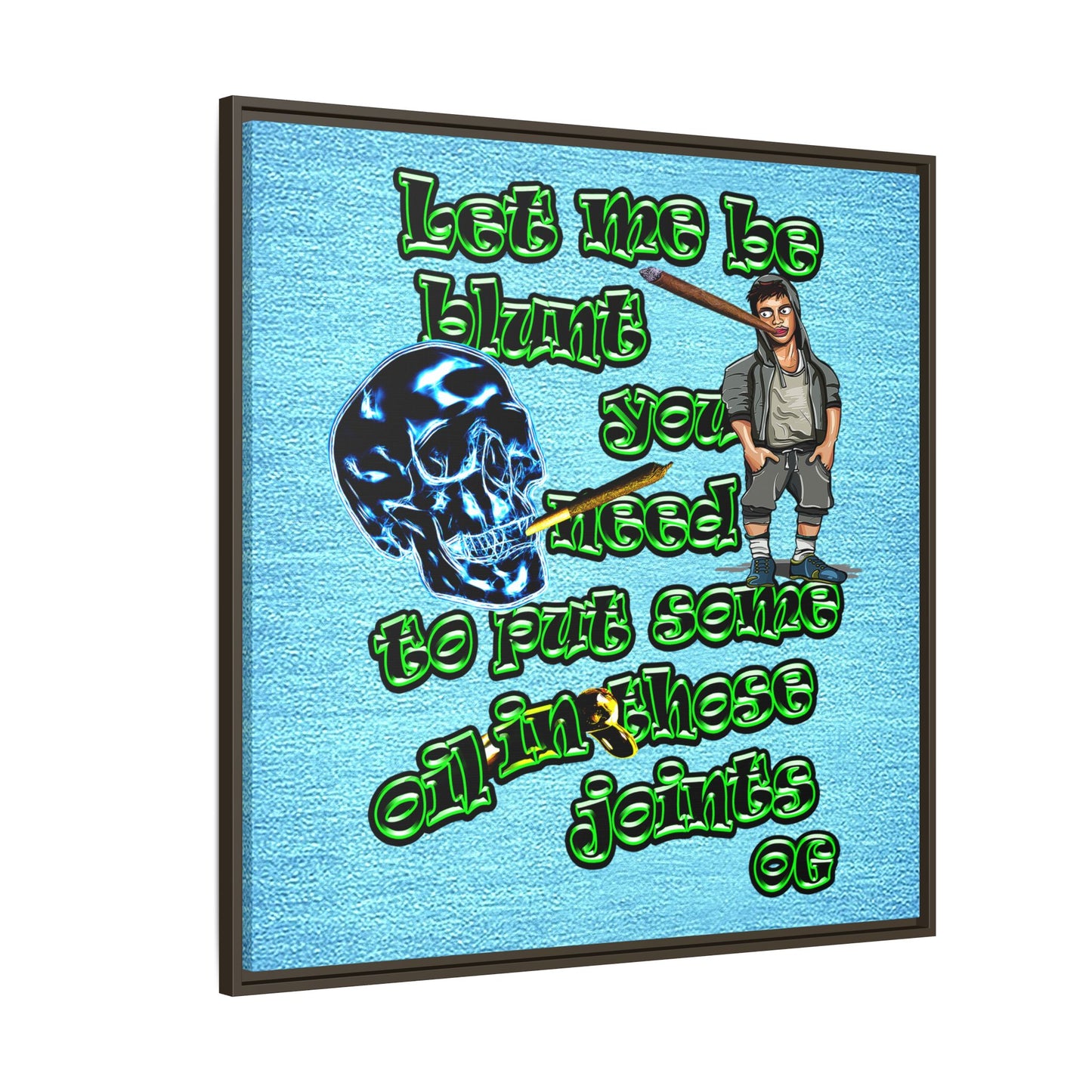og - framed canvas art (faded blue)