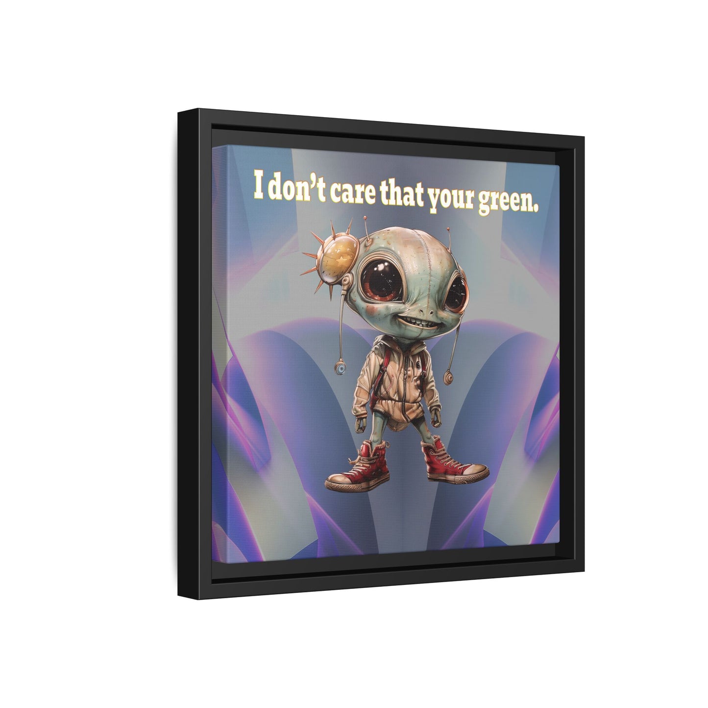 I don't care that your green - framed canvas art (grey-pink wave)