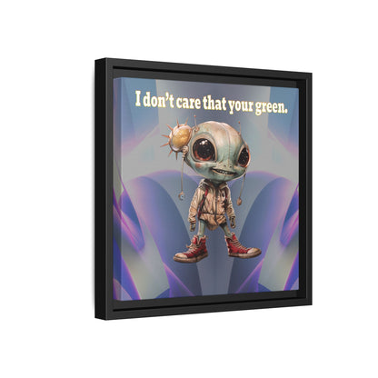 I don't care that your green - framed canvas art (grey-pink wave)