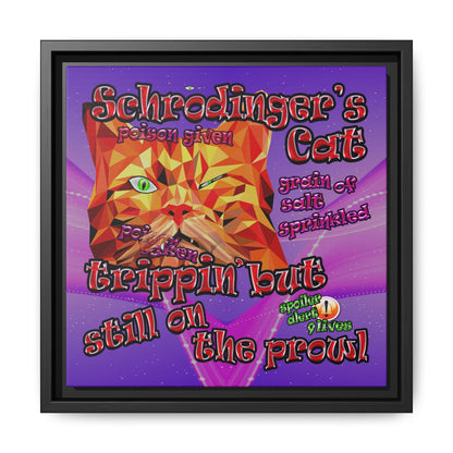 schrodinger's cat - framed canvas art (purple-pink wave)