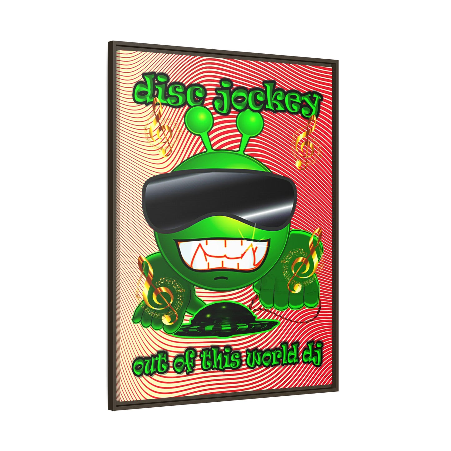 disc jockey - framed canvas art (yellow-orange wave)
